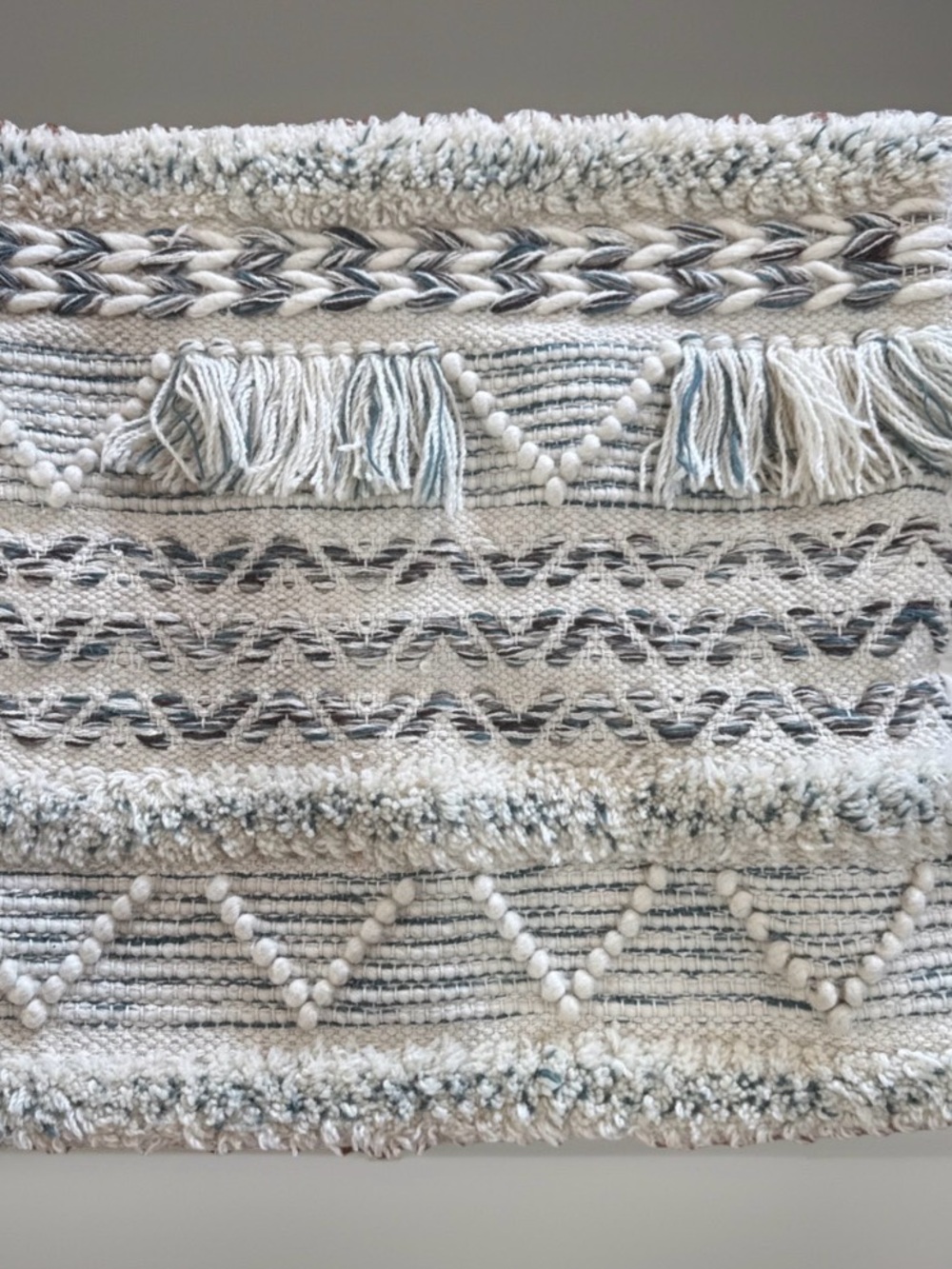 Surya Karina KRN-002 Pillow Cover 22x22 Boho Hand Woven Wool Blend Fringe